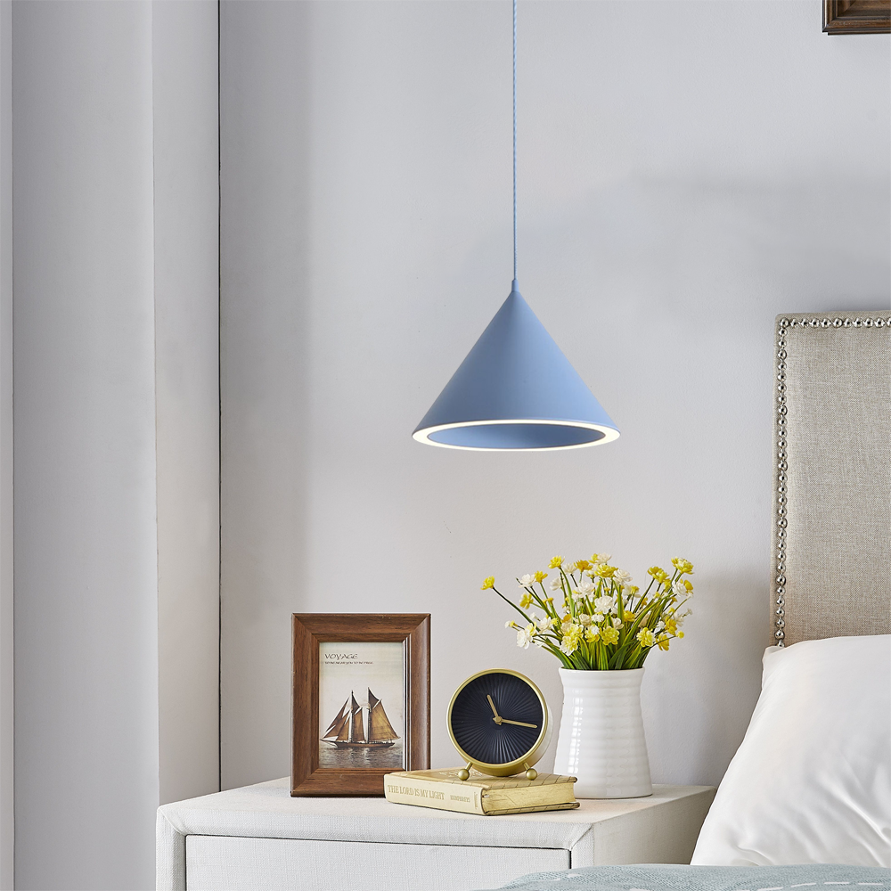 Morandi Blue Pendant Light Funnel Bedroom