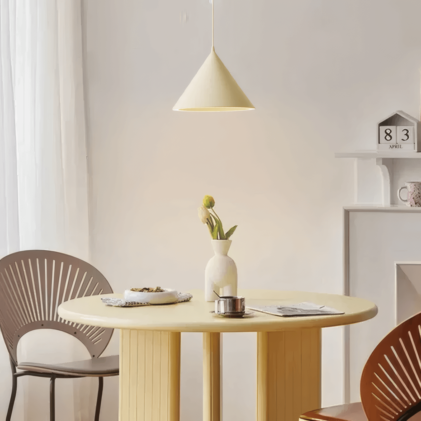 Morandi White Pendant Light Funnel Dining Room