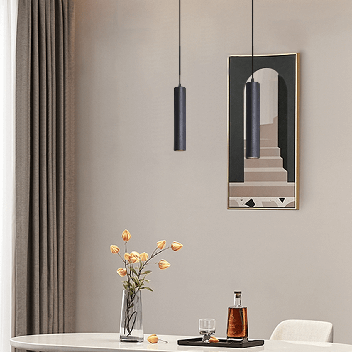 Modern Black LED Pendant Light for Dining Room
