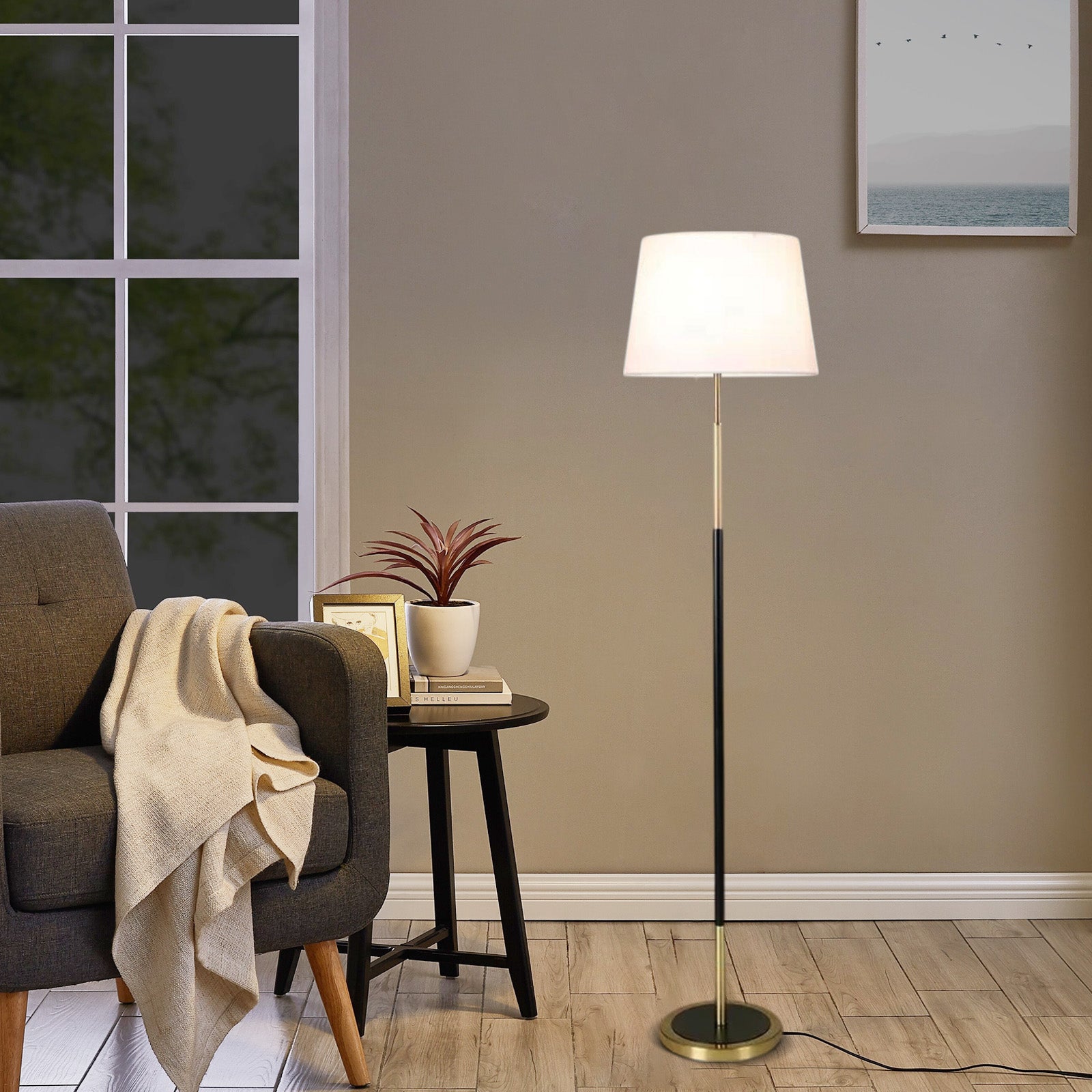 Floor Lamp — Metal Frame with Warm Glow Indoor