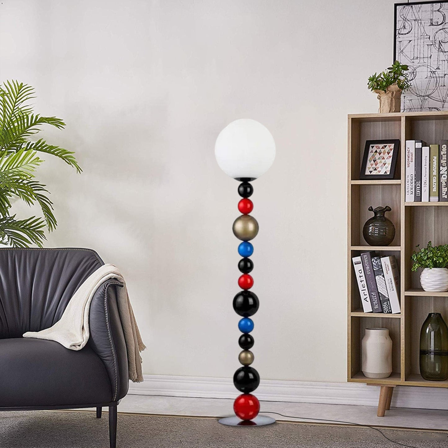 Morandi Red/Green Floor Lamp Metal Acrylic Globular Bedroom