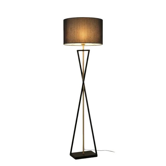 Modern Floor Lamp with Cylindrical Fabric Shade