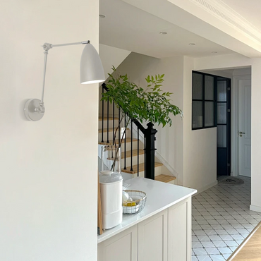 Irondale Modern Black/White Domed Shape Adjustable Wall Lamp