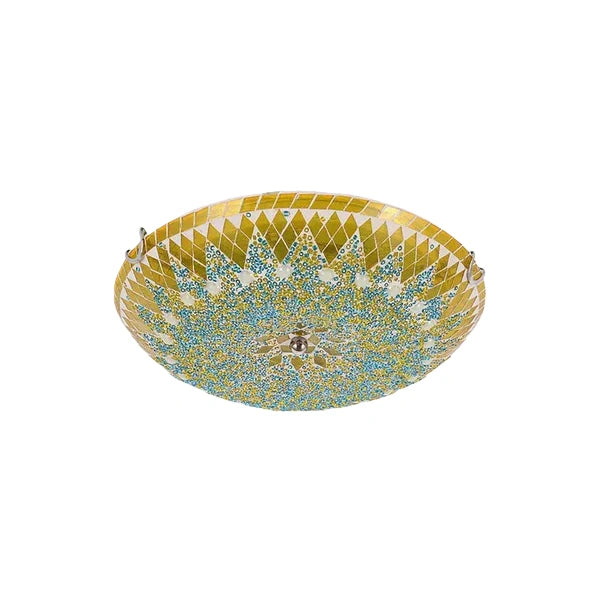 Mahara Mid-Century Ceiling Light - White/Yellow/Blue Metal & Glass for Bedroom