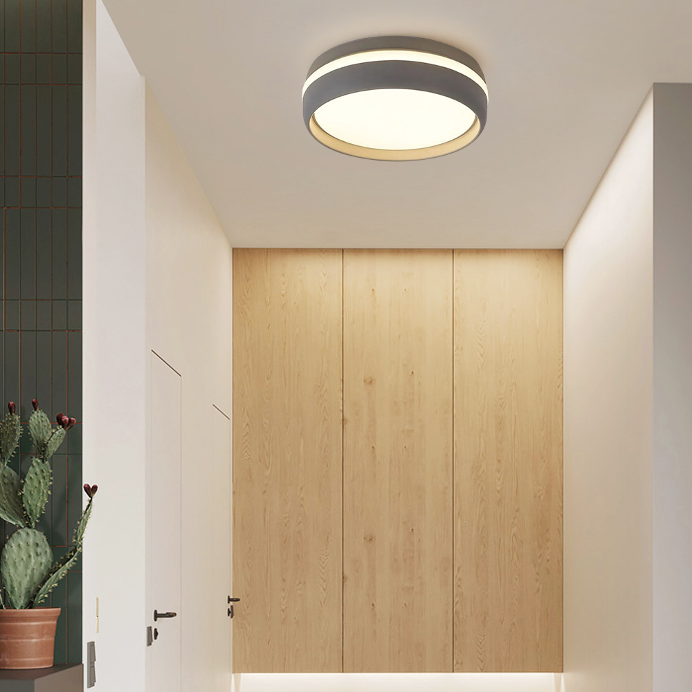 Modern Round Gray Ceiling Light with Warm Light for Entryway