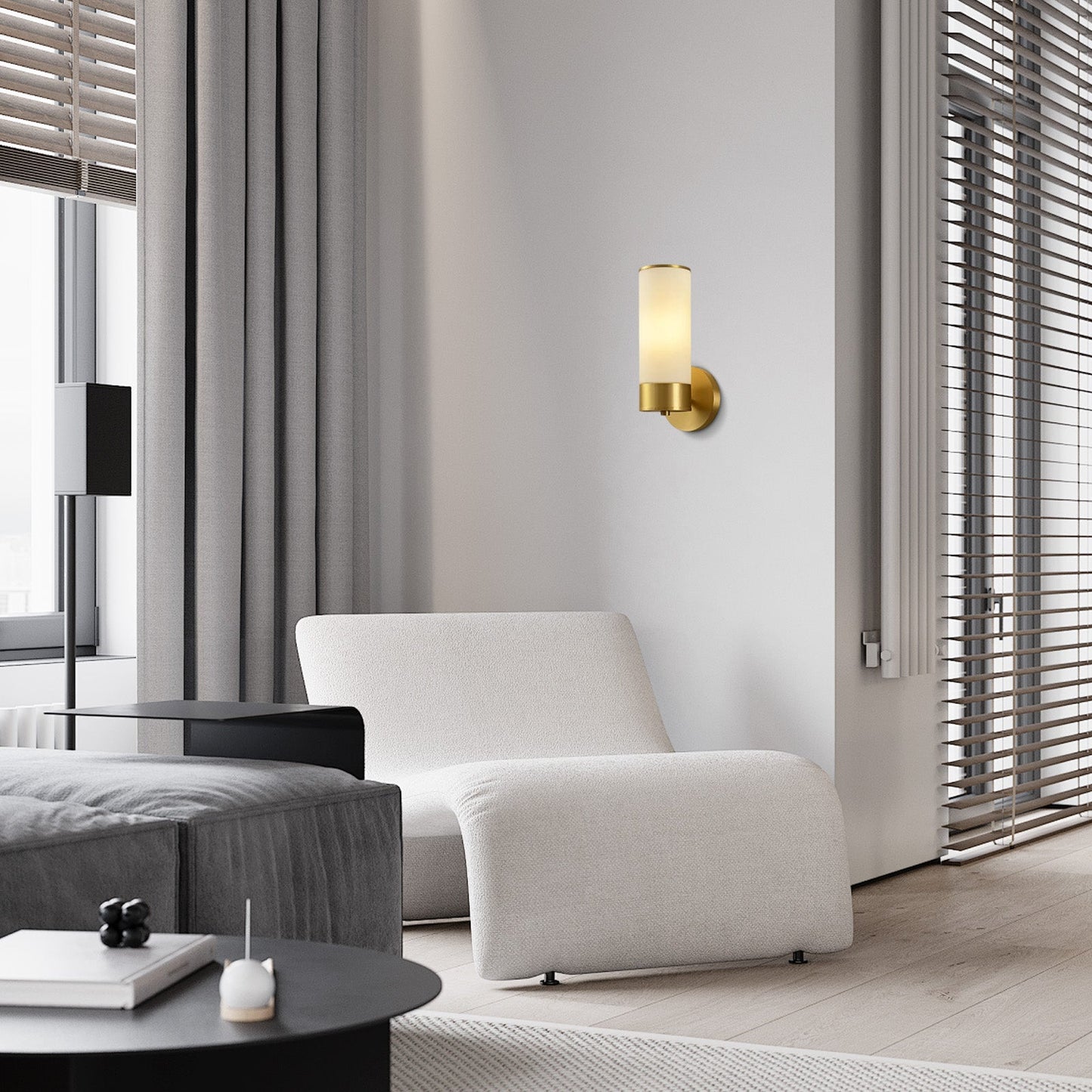 Royal Brass Wall Lamp Metal Glass Cylinder Living Room