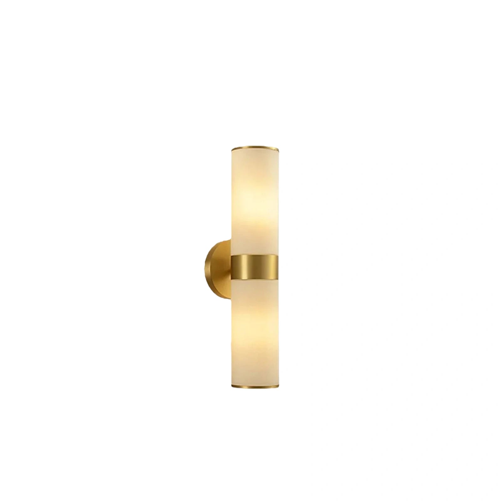 Lámpara de pared Excelis Royal Brass - Cilindro de metal y cristal para sala de estar