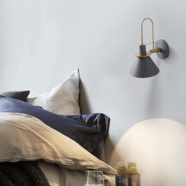 Nordic Gray Conical Wall Lamp for Bedroom