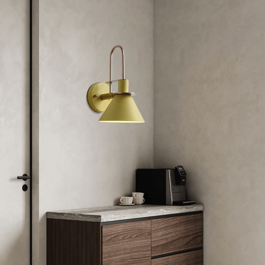 Nordic Yellow Conical Wall Lamp for Bedroom