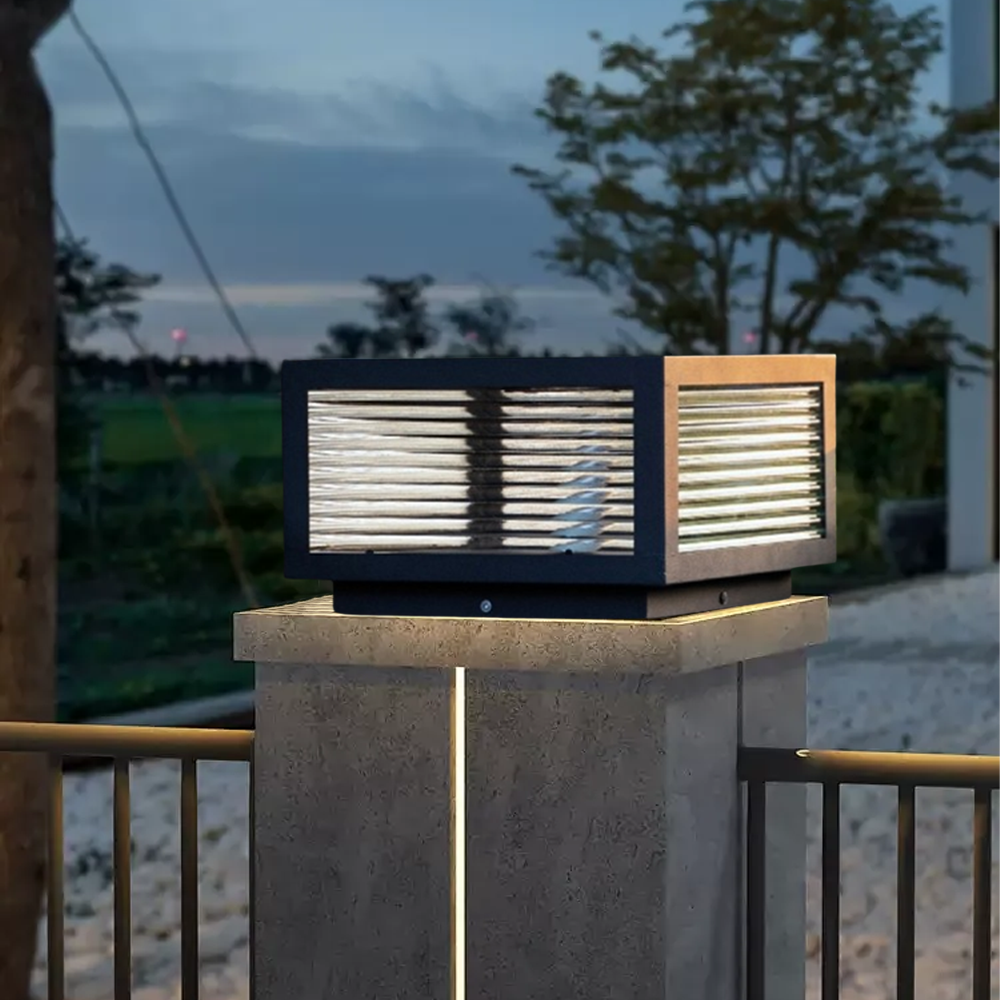 Modern Black Square Outdoor Path Light Gatepost