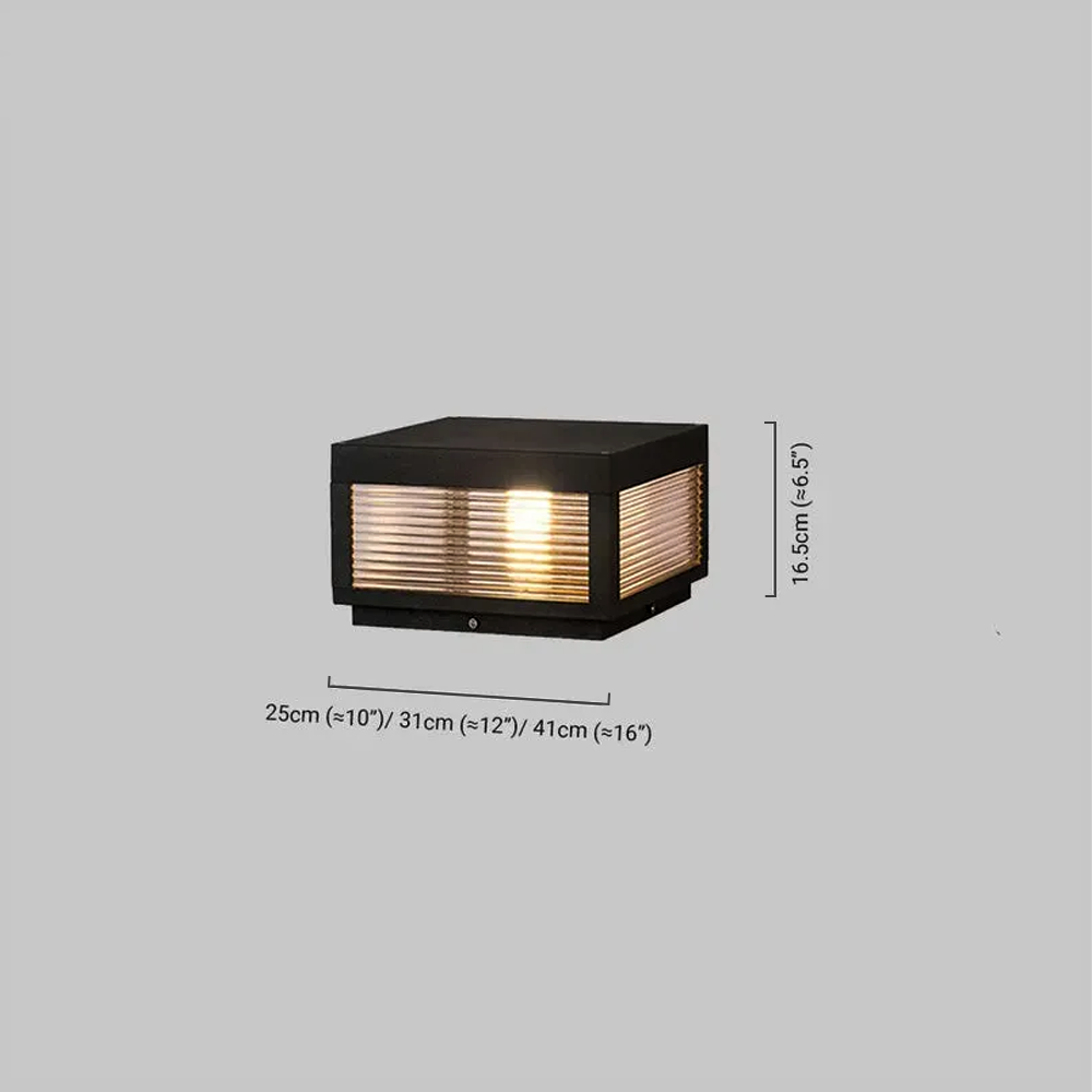 Modern Black Square Outdoor Path Light Size