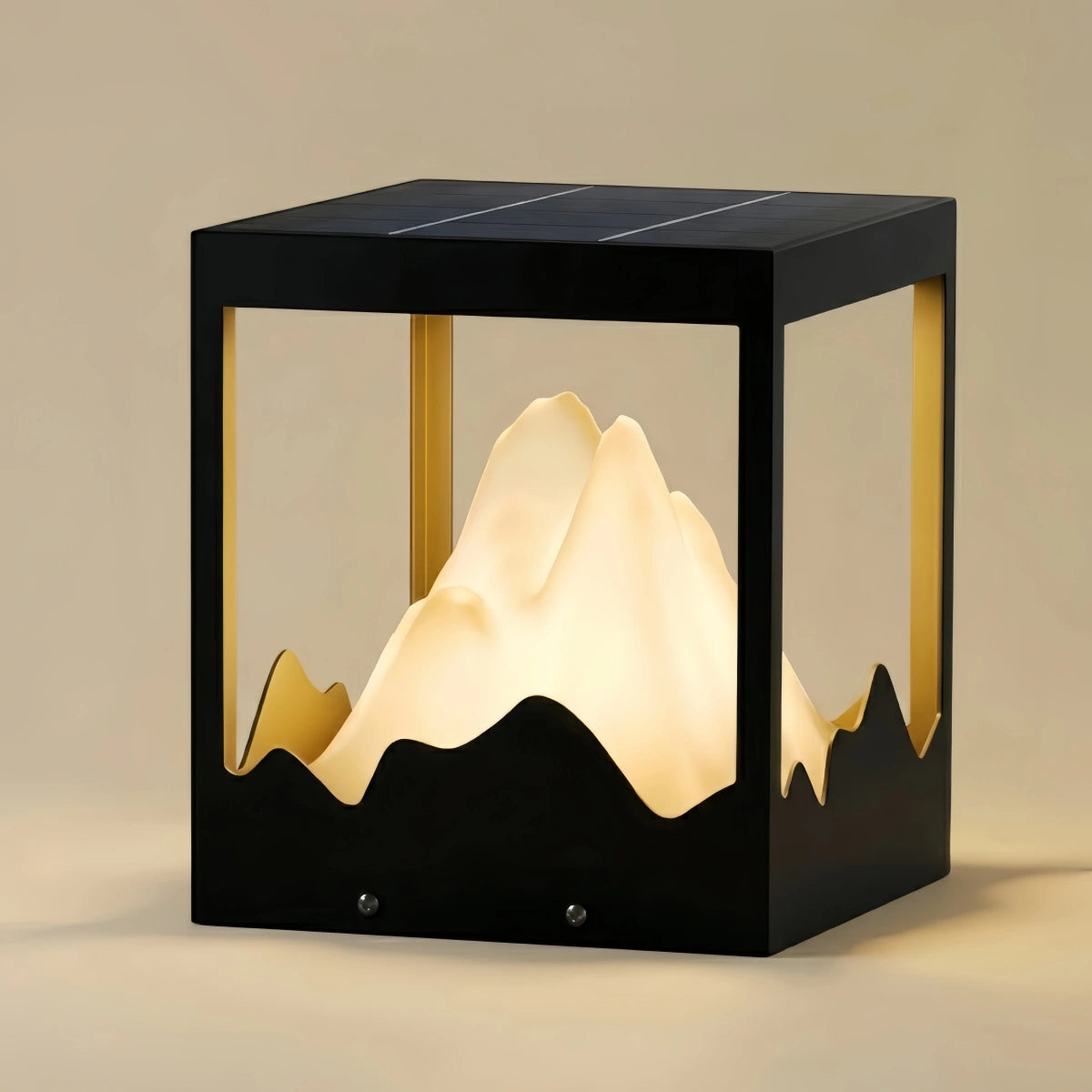 Lunara Designer Metal Outdoor Path Lamp - Black Square Mountain Shape Garden/Pillar Lights