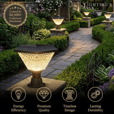 Lunara Art Deco Solar Outdoor Pillar Lights