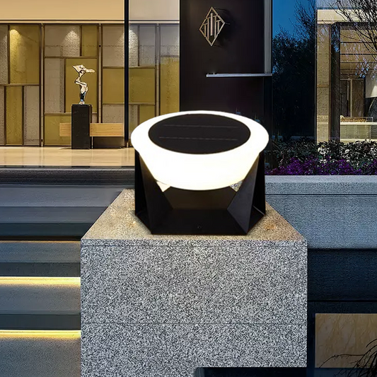 Stellar Modern Drum-Shaped Outdoor Lamp – Black Metal & Acrylic Light for Garden