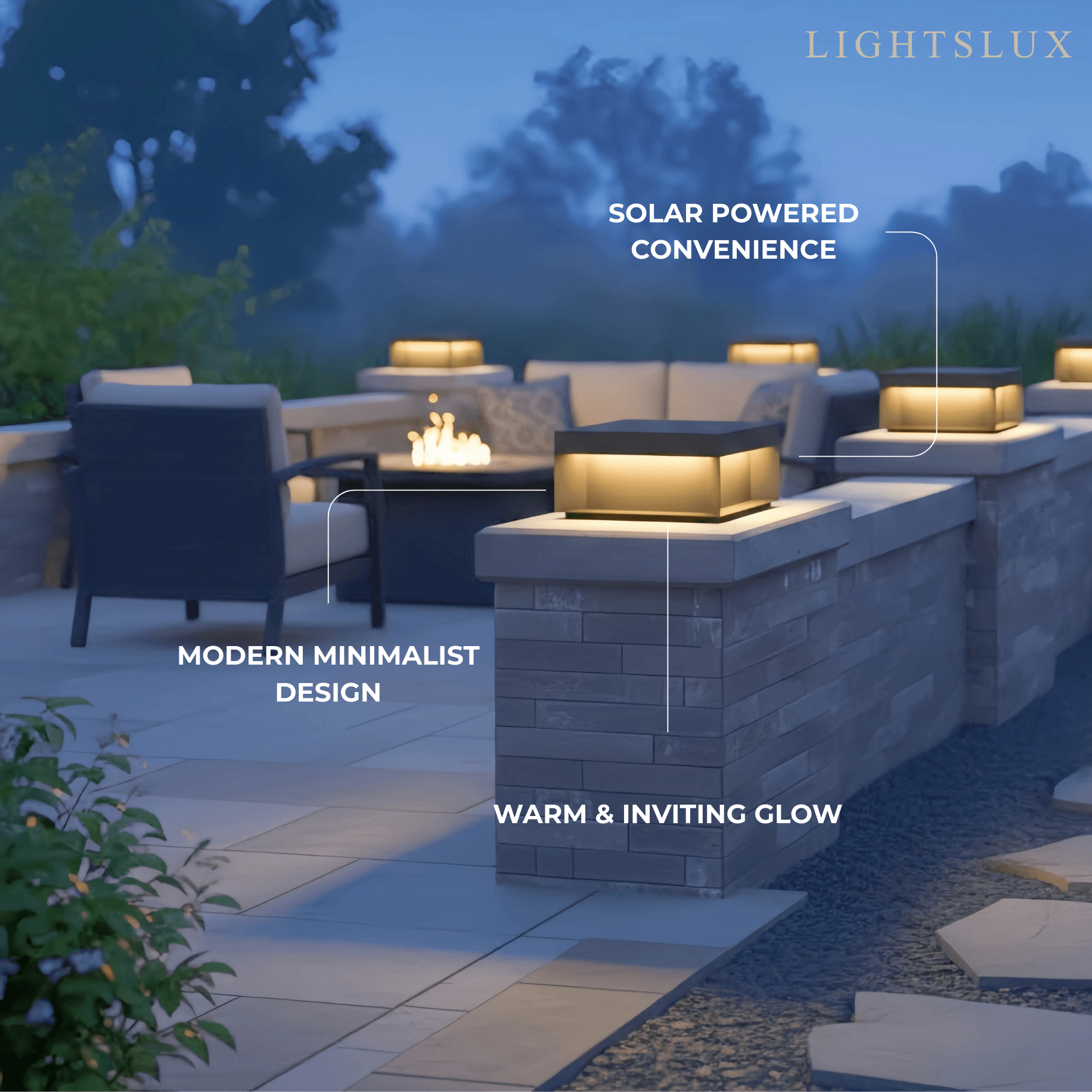 Arcato Modern Square Solar Outdoor Pillar Light