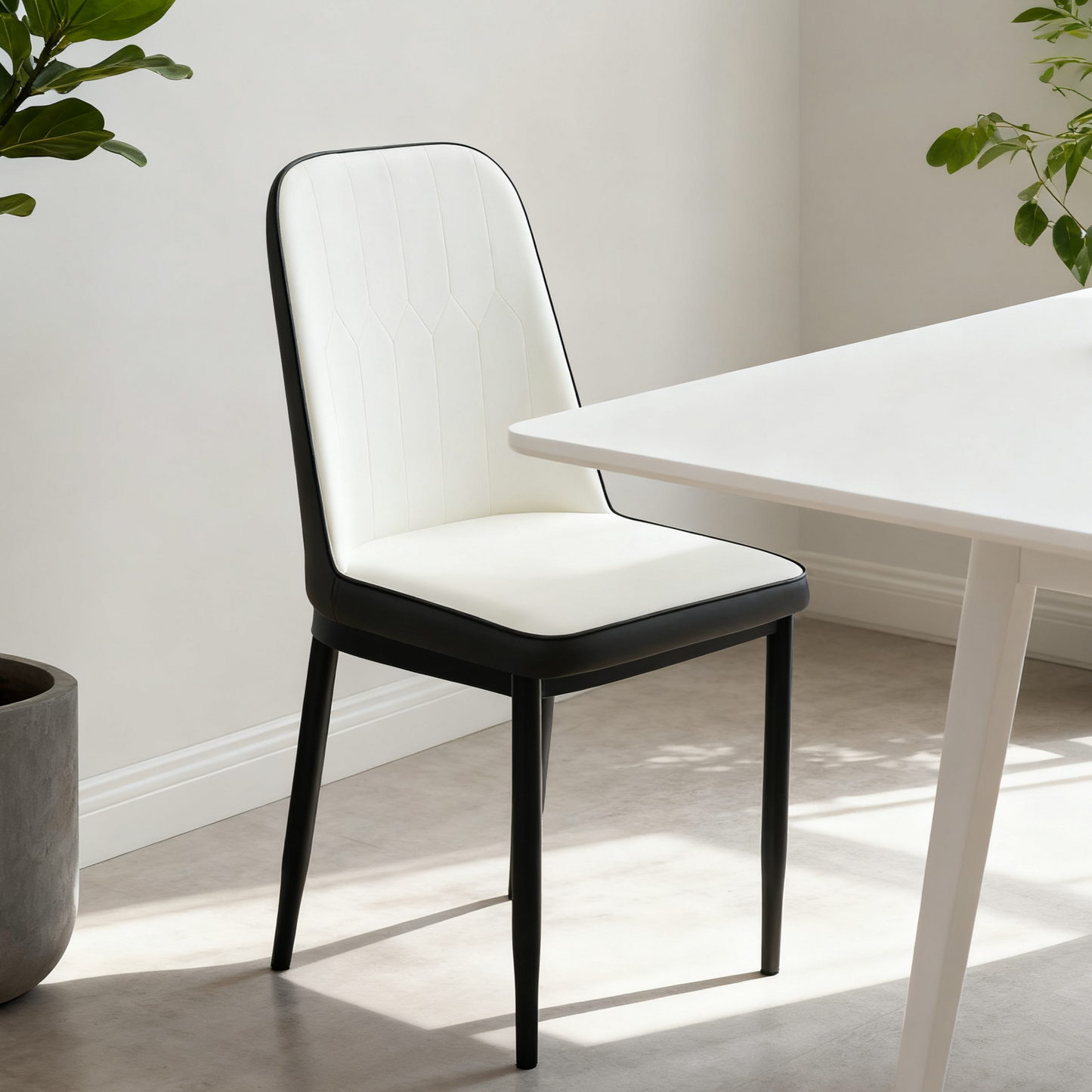 Modern Grey Metal&Sponge&Leather Chair - For Dining Room/Living Room/Study Room