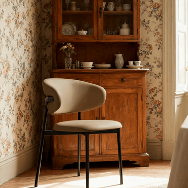 Modern Mininmalist Khaki Sponge&Leather Chair - For Dining Room/Study Room