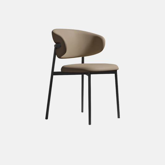 Modern Mininmalist Khaki Sponge&Leather Chair - For Dining Room/Study Room