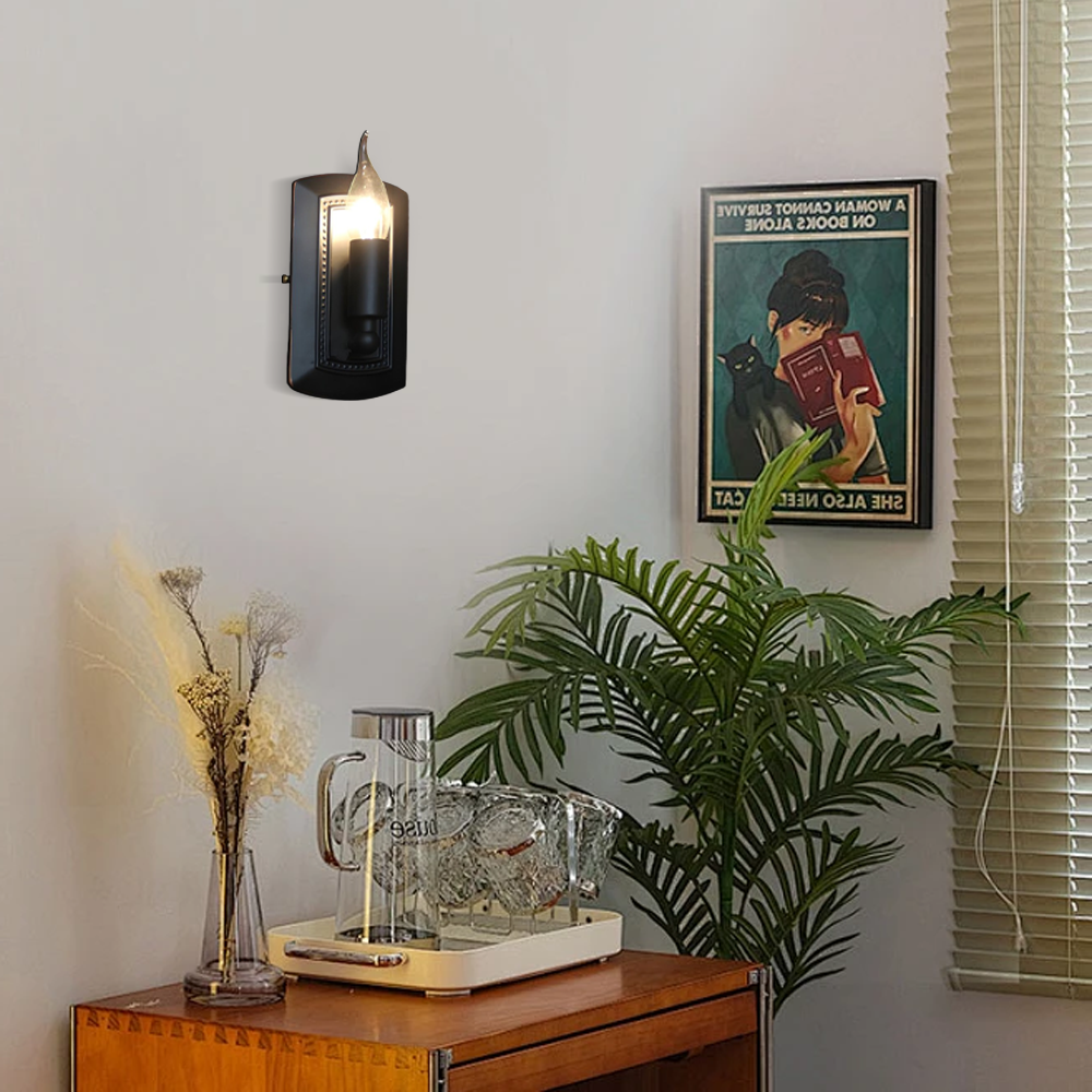 Industrial Easter Black Candle Metal Wall Lamp Corridor