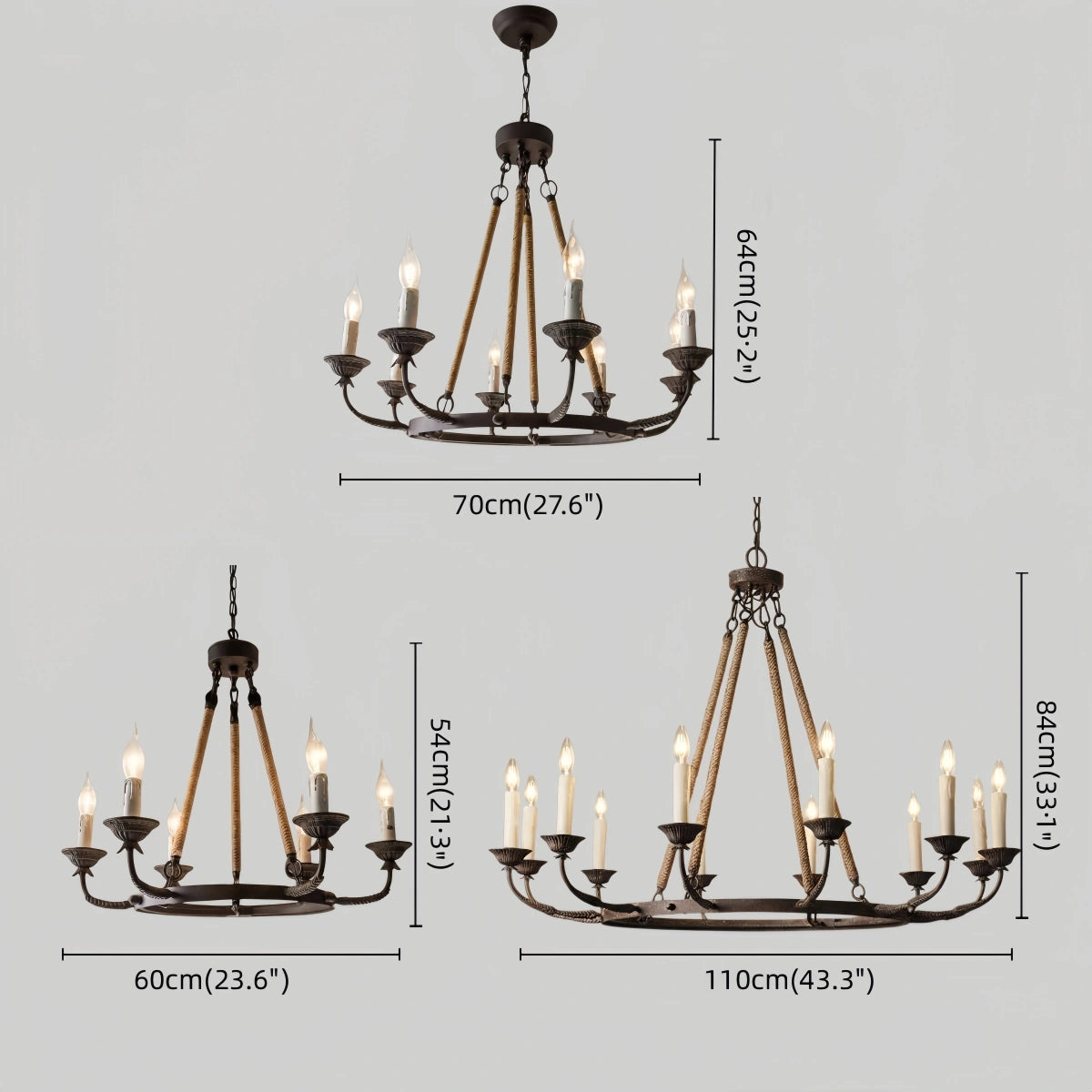 Metal Chandelier – 6/8/12-Light Vintage for Living Room