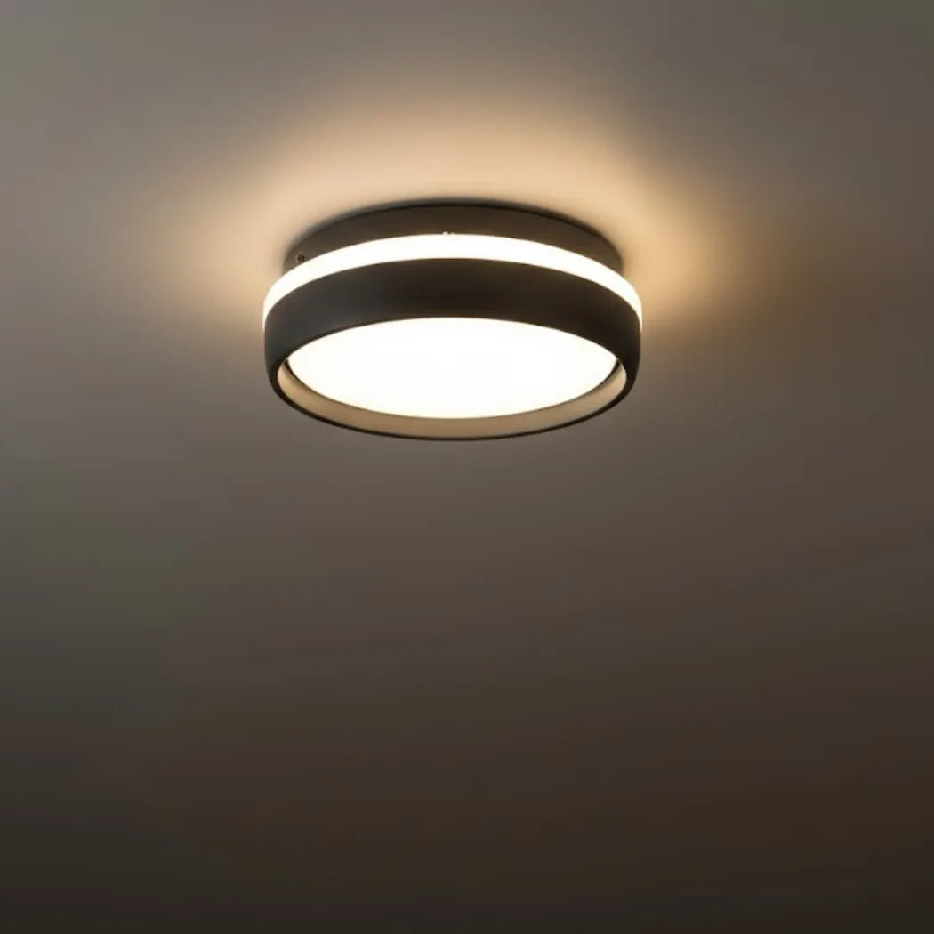 Embrace Modern Round Ceiling Light – Black or Grey Metal for Bedroom