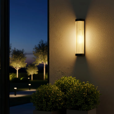Irondale Modern Black LED Outdoor Wall Lamp – Waterproof Light for Garden/Courtyard