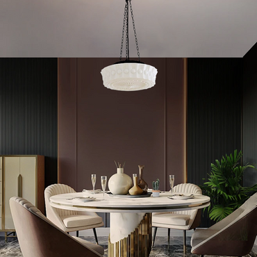Vintage Glass Pendant Light - White/Beige for Dining Room