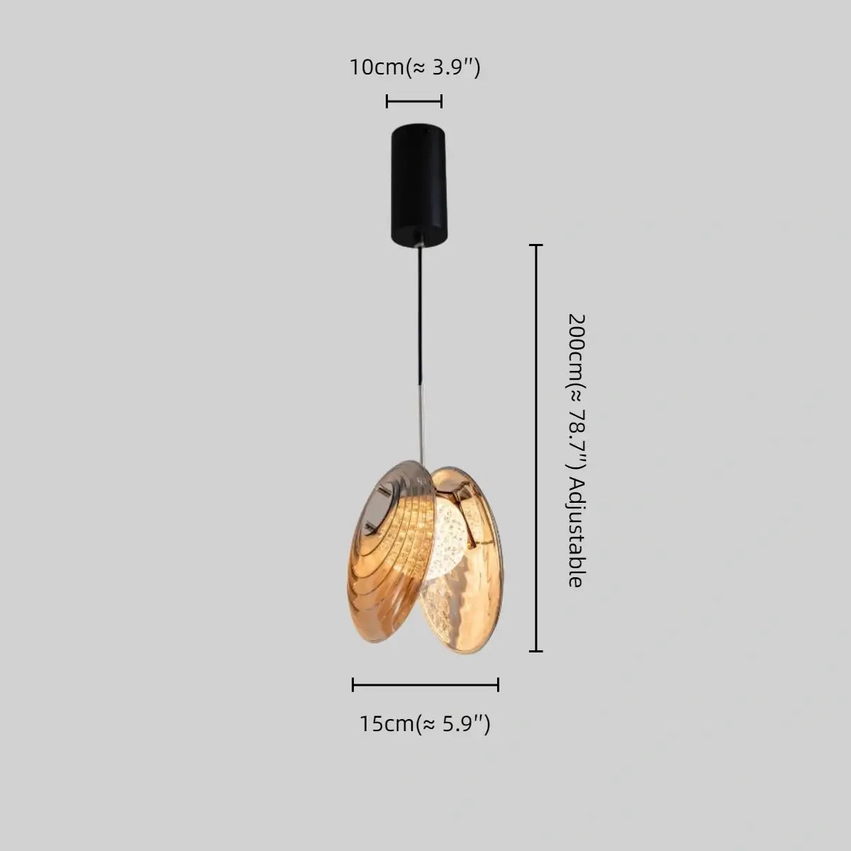 Lunara Modern Glass Disc Pendant Light--Amber/Smoke Grey for Living Room Size