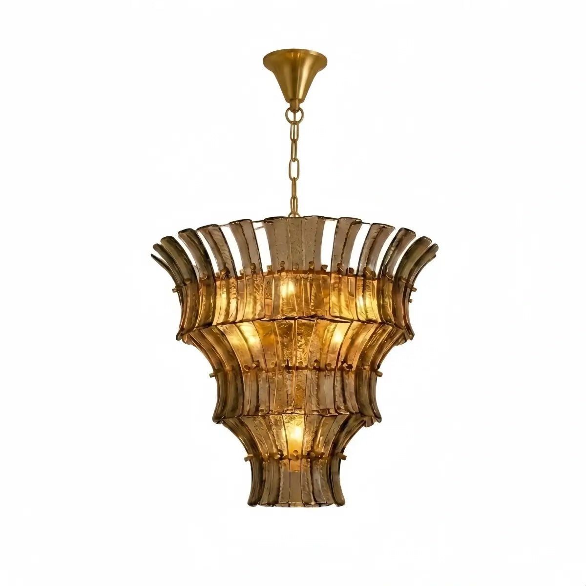 Vetro Mid-Century Handcrafted Murano Glass Chandelier -- Amber for Living Room
