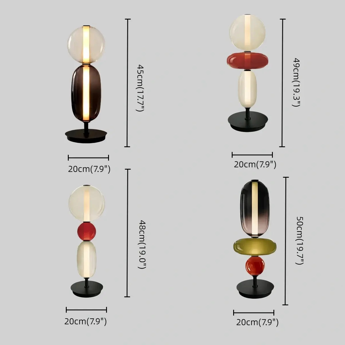 Art Deco Glass Table Lamp -- Hand-Blown Crystal LED for Living Room Size