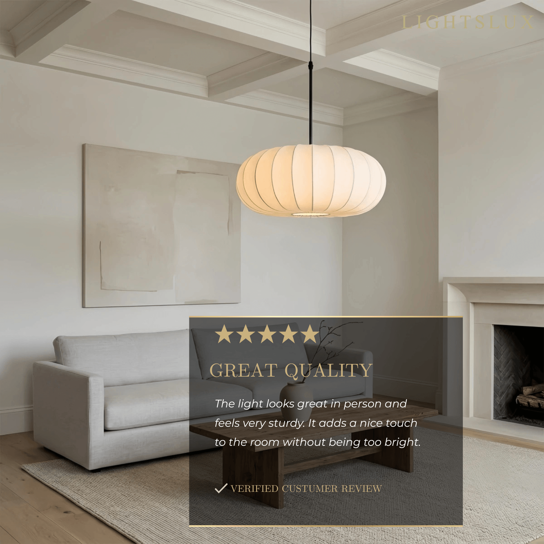 Crema Silk-Look Pumpkin Pendant Lamp cozy light for bedroom & dining