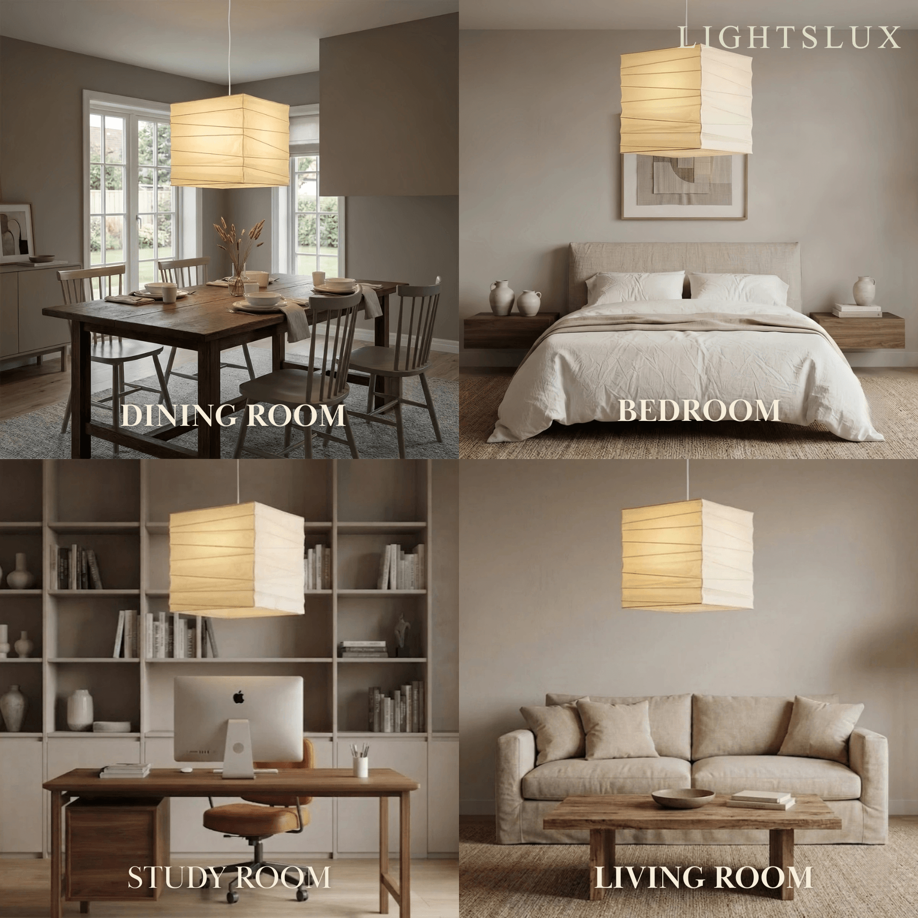 Zenno Wabi-sabi Linen Fabric Lantern Pendant Light