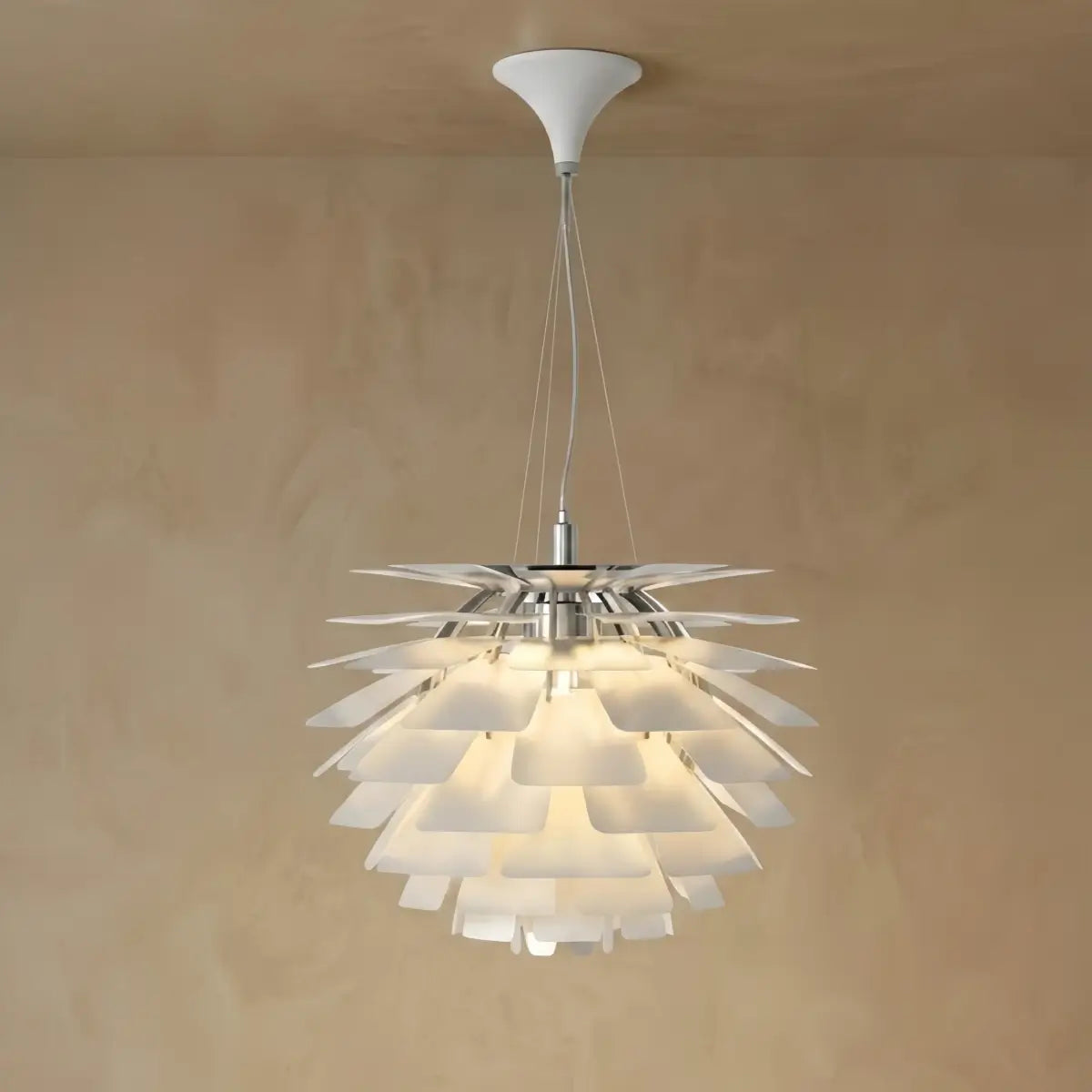Vivara Nordic Aluminum Pendant Light — Pinecone Design Silver/White