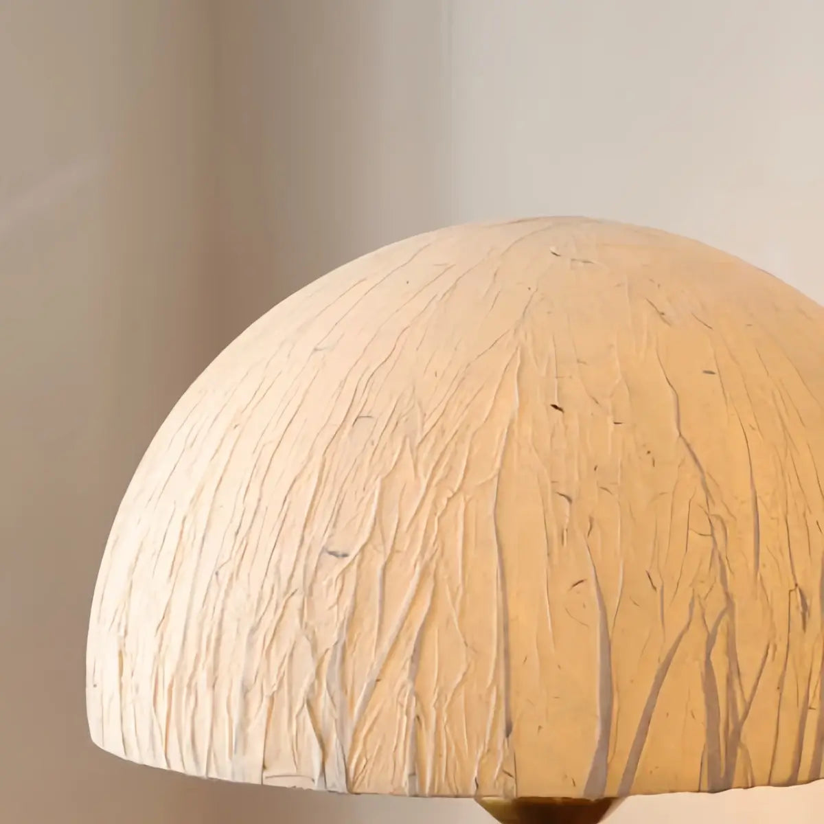 Zenno Wabi-sabi Table Lamp -- Paper Shade & Wood Base Detail