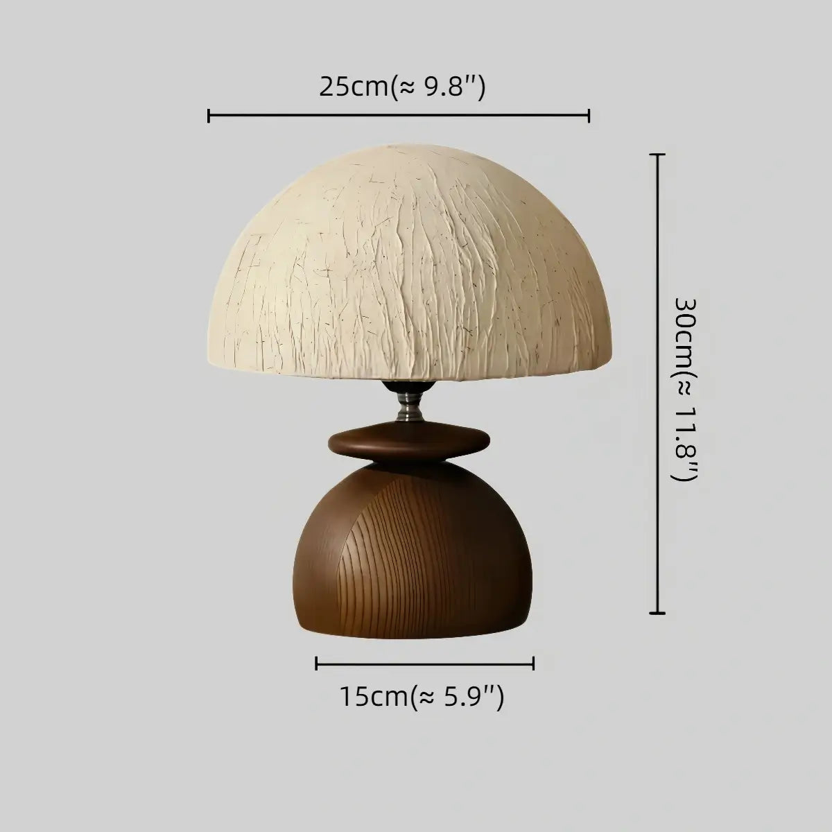 Wabi-sabi Table Lamp -- Paper Shade & Wood Base for Bedroom Size