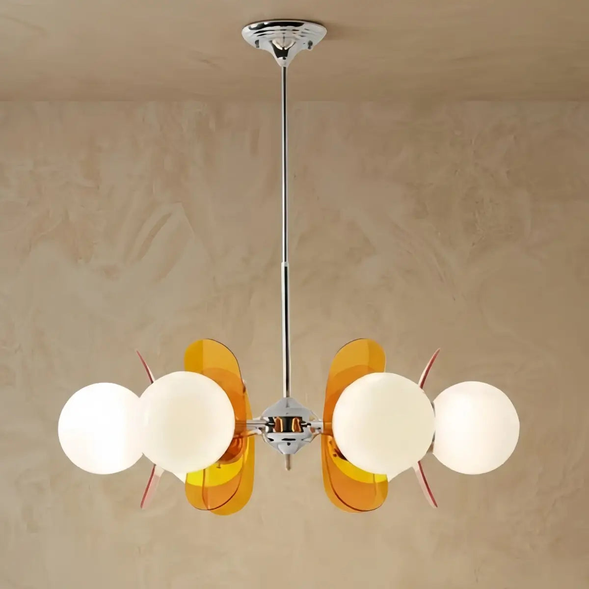 Vivara Art Deco Pendant Lamp-- Metal & Acrylic Brown/Orange for Dining Room