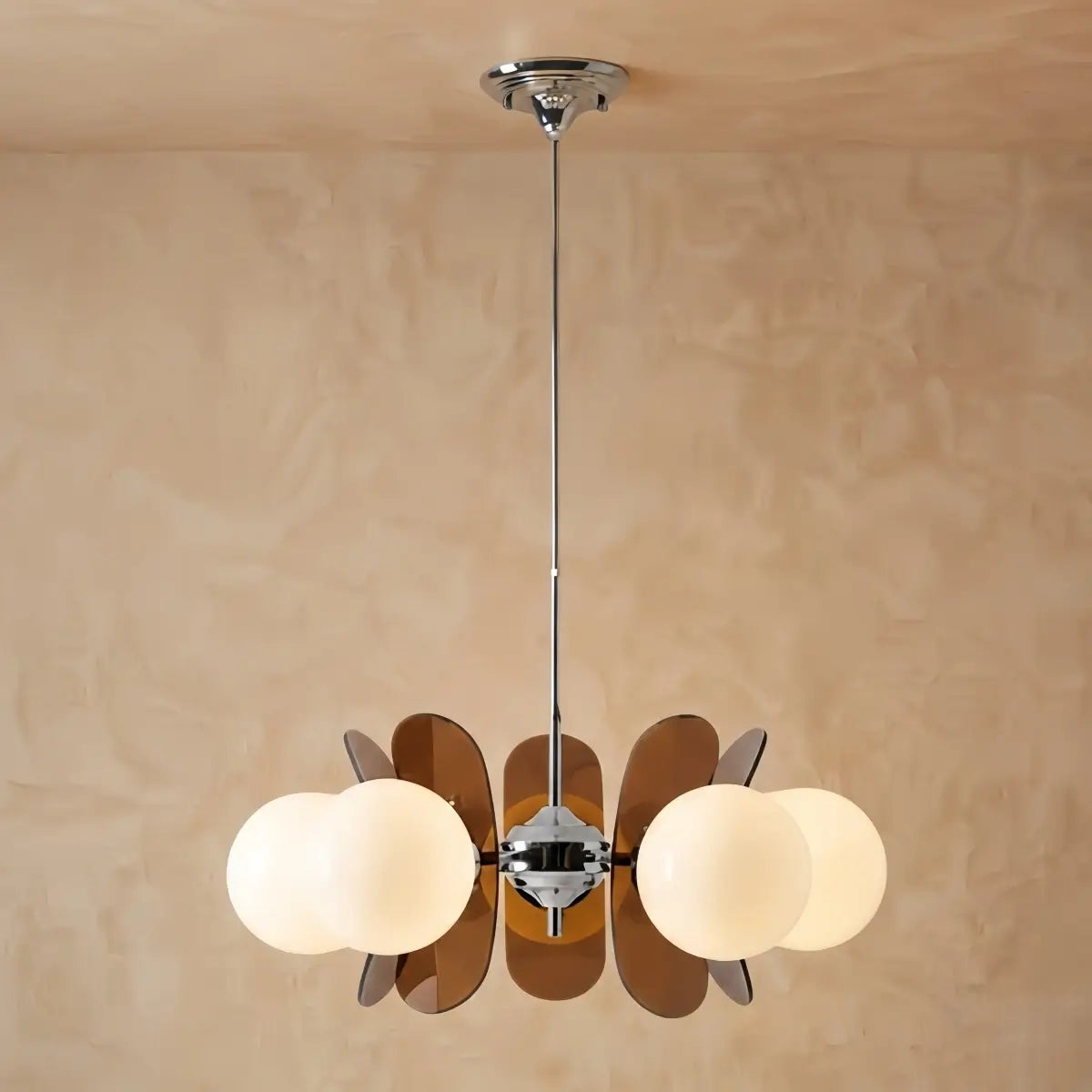 Art Deco Pendant Lamp-- Metal & Acrylic Brown/Orange for Dining Room