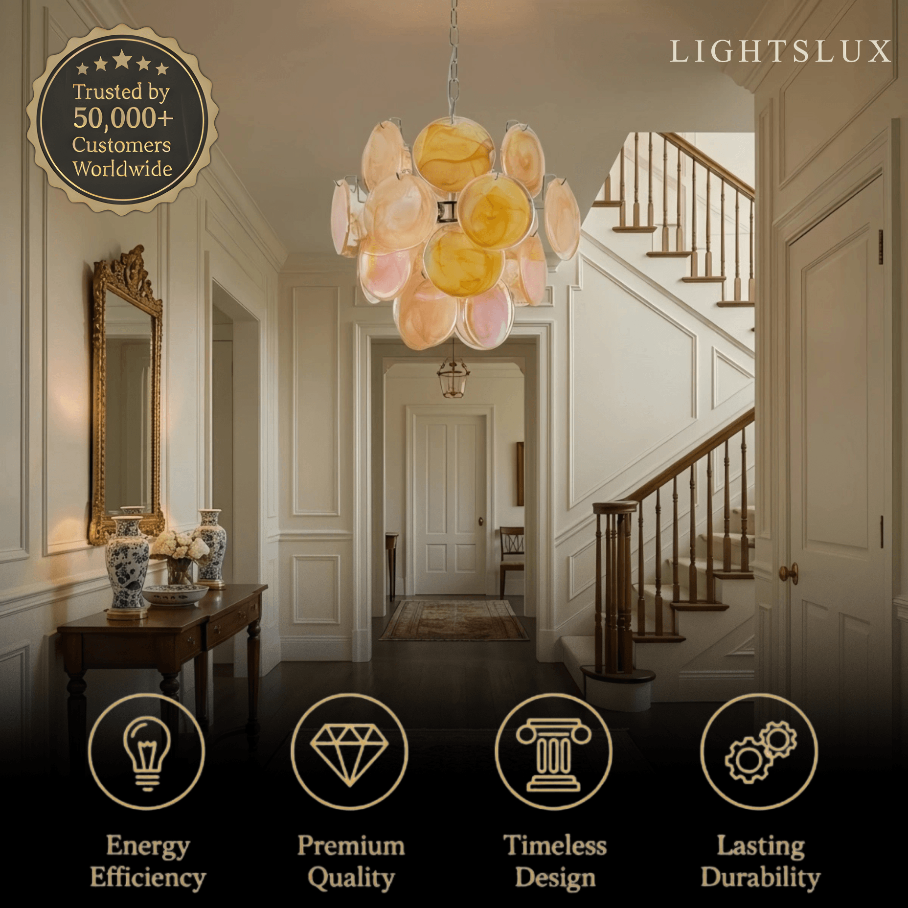 Vetro Luxury Chandelier - Iron Glass Crystal with Multi-color for Living Room