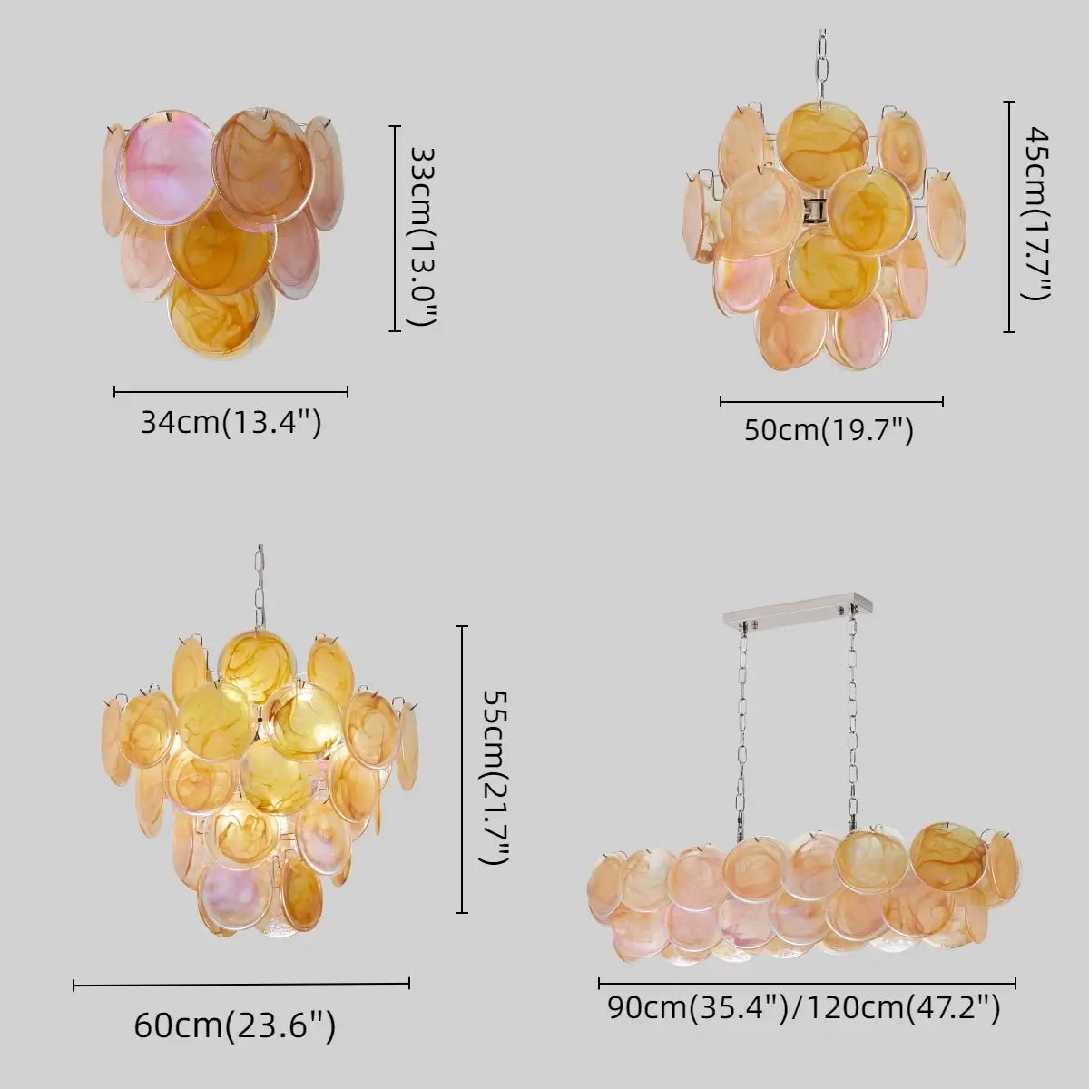 Vetro Luxury Chandelier - Iron Glass Crystal with Tri-color LED Multi-color for Living RoomFOUR