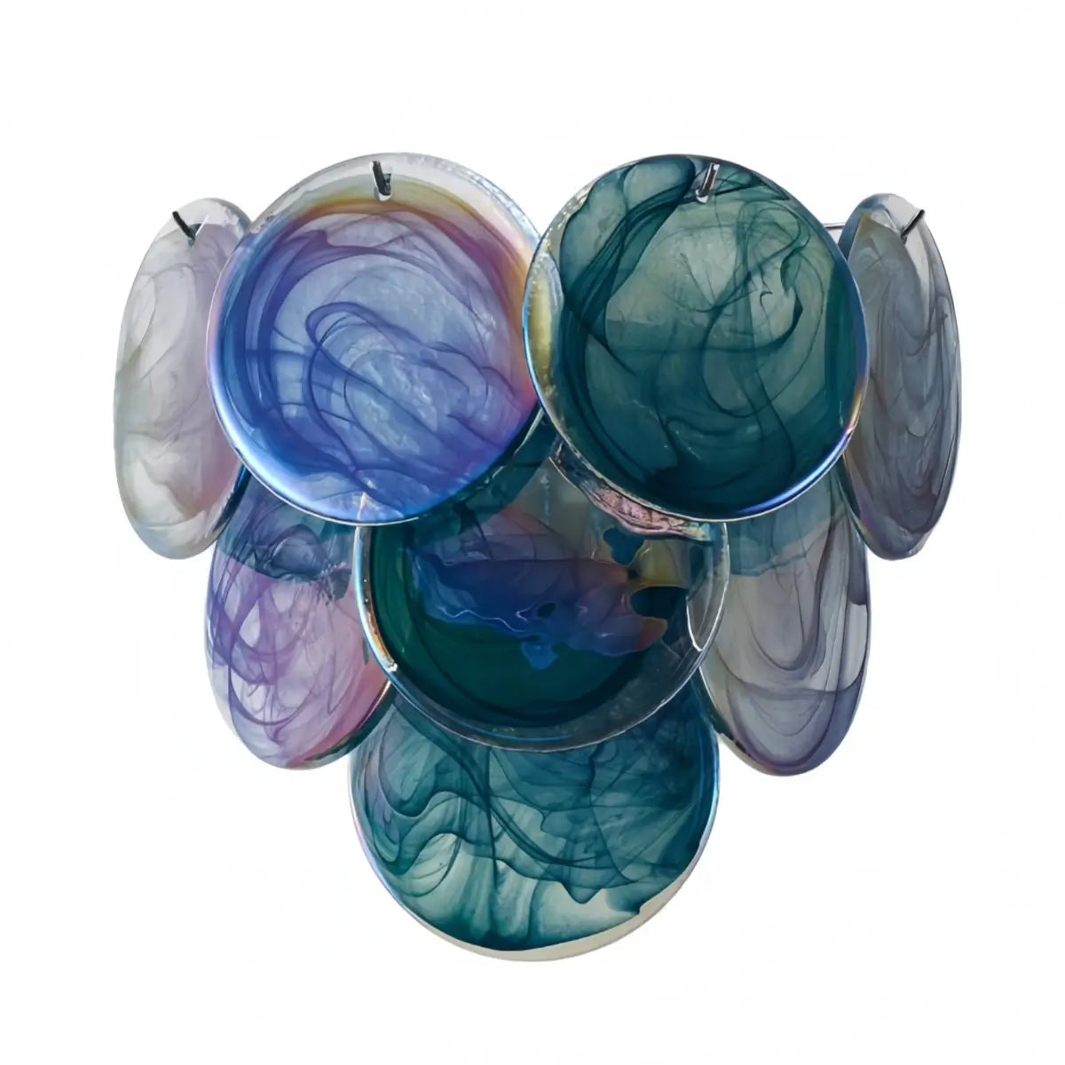 Excelis Art Deco Chandelier -- Handcrafted Iridescent Cloud Glass for Dining Room