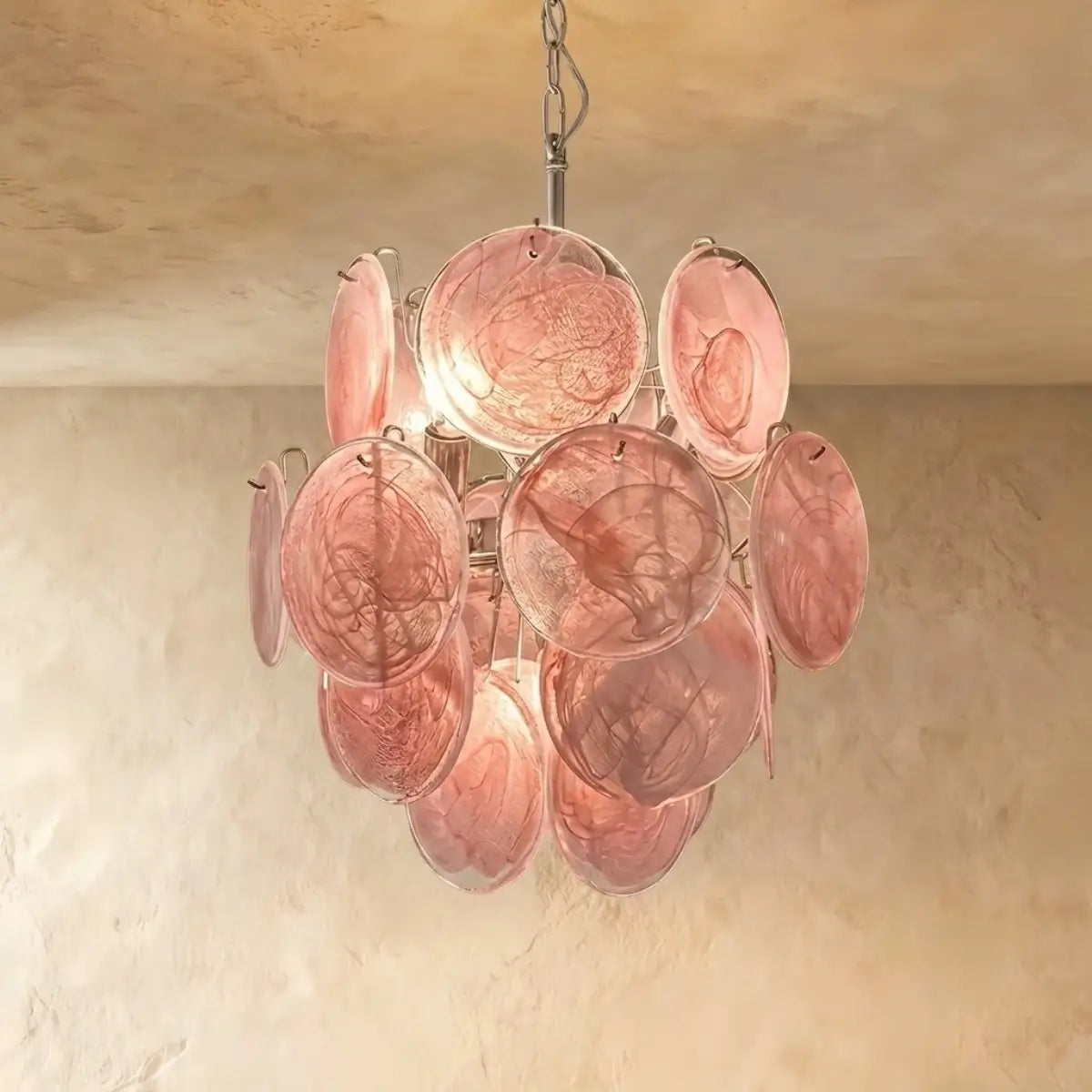 Vetro Art Deco Chandelier -- Dimmable 3-Color Change for pink