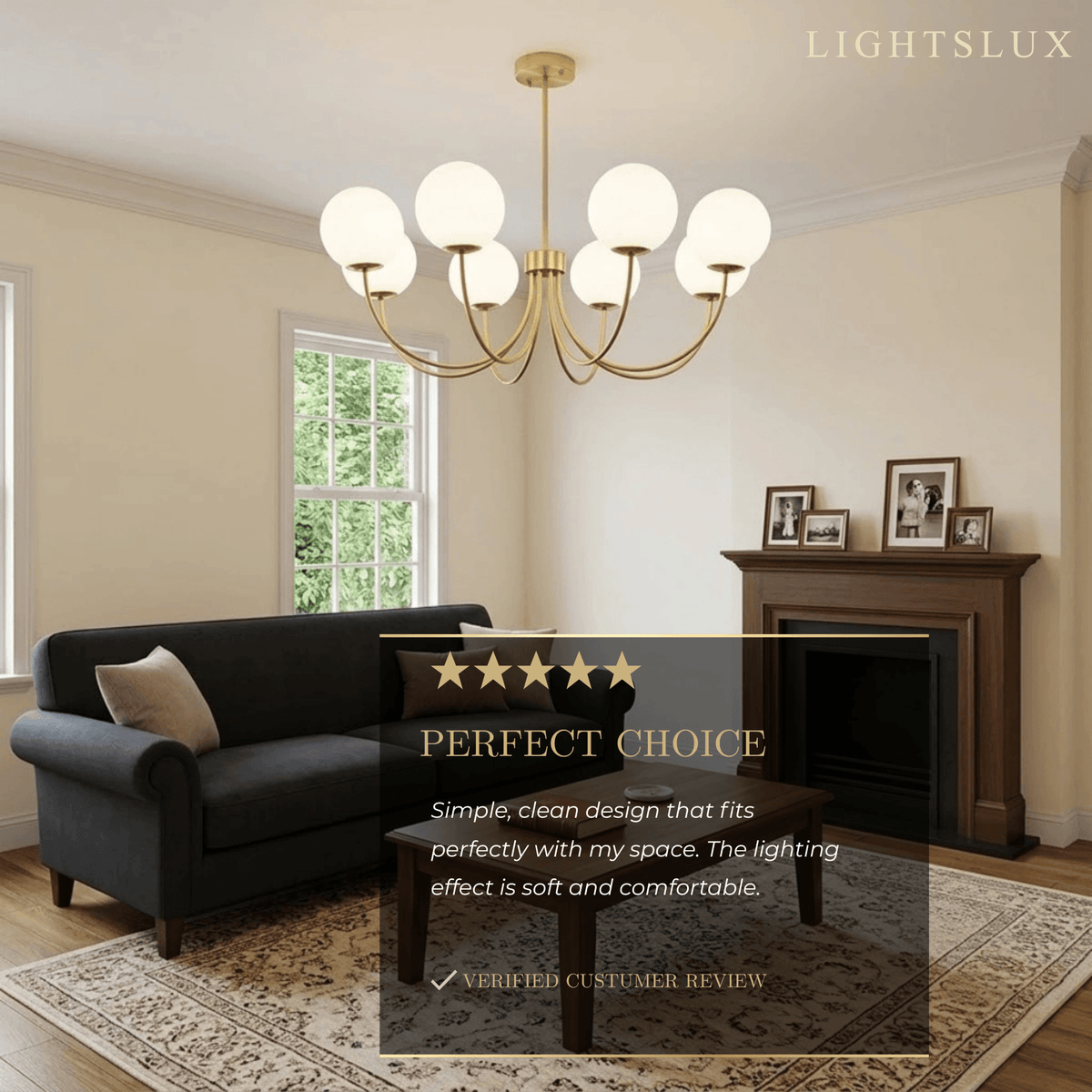 Vetro Minimalist Chandelier - Glass Iron with Tri-color E27 - 8-Head for Living Room