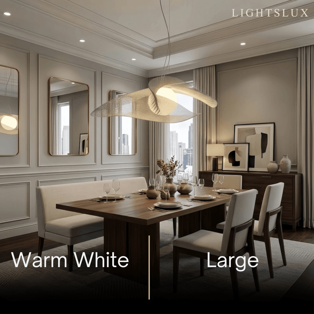 Velora Art Deco Pendant Light - Stainless Steel - 3 Color Temps for Dining Room Study
