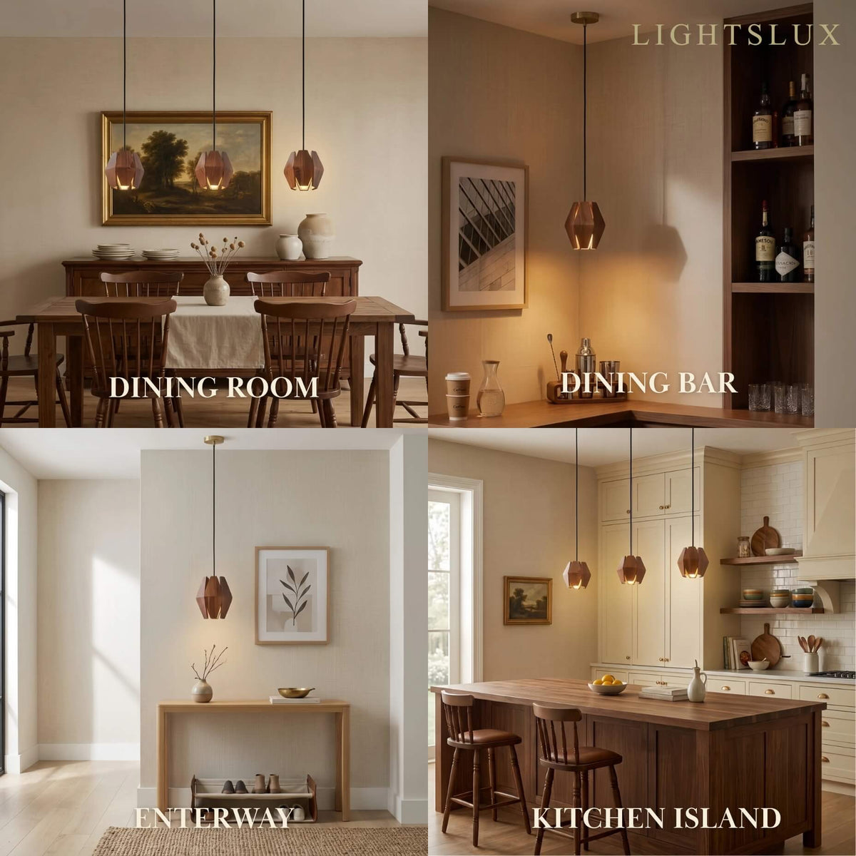 Arcato Vintage Pendant Light Wood - Walnut for Dining Room