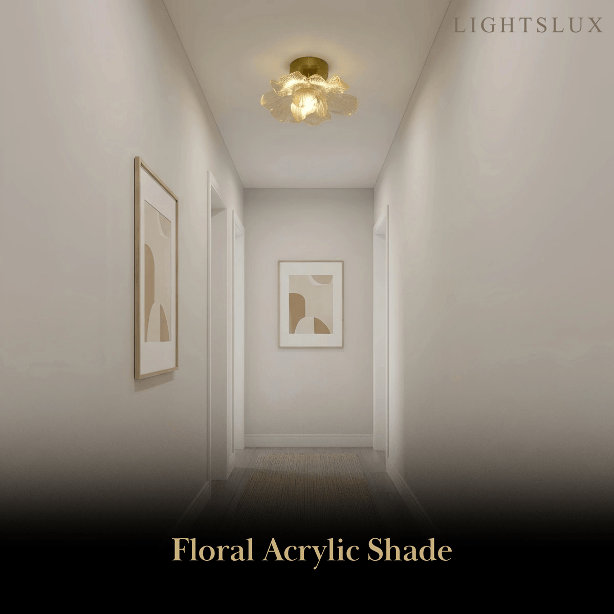 Lunara Elegant Flush Mount Ceiling Light – Glass Metal for Bedroom Hallway