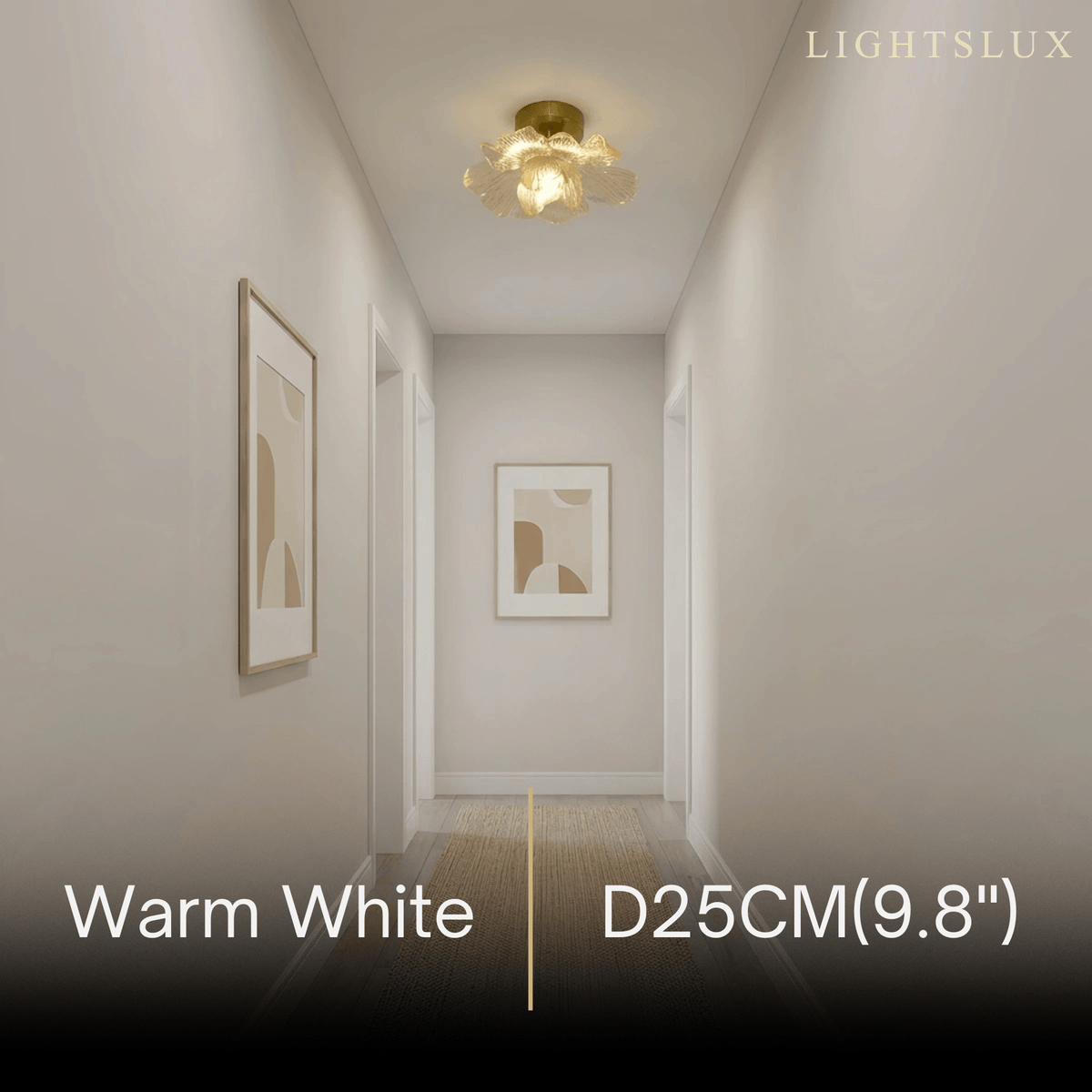 Lunara Elegant Flush Mount Ceiling Light – Glass Metal for Bedroom Hallway