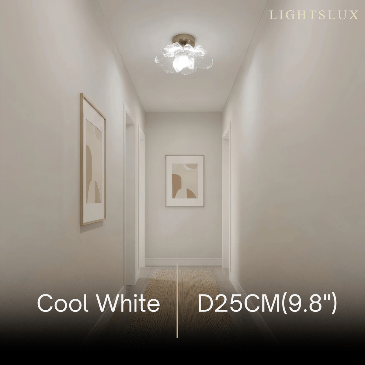 Lunara Elegant Flush Mount Ceiling Light – Glass Metal for Bedroom Hallway