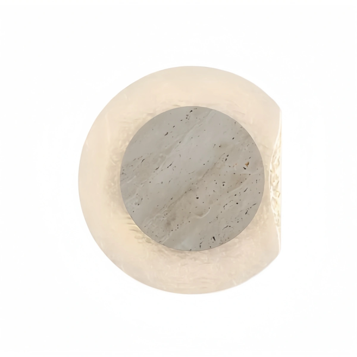 Strata Wabi-sabi Round Wall Lamp -- Natural Yellow Travertine & Acrylic for Bedroom