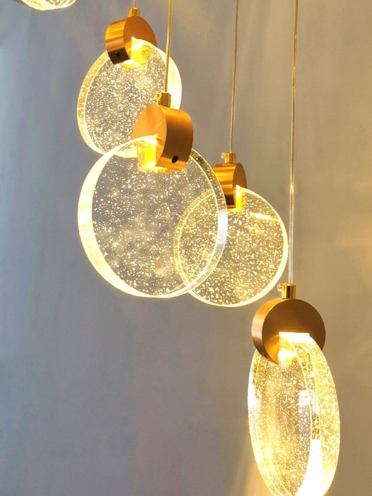 Excelis Art Deco Round – Pendant Light Gold Metal/Crystal for Dining Room