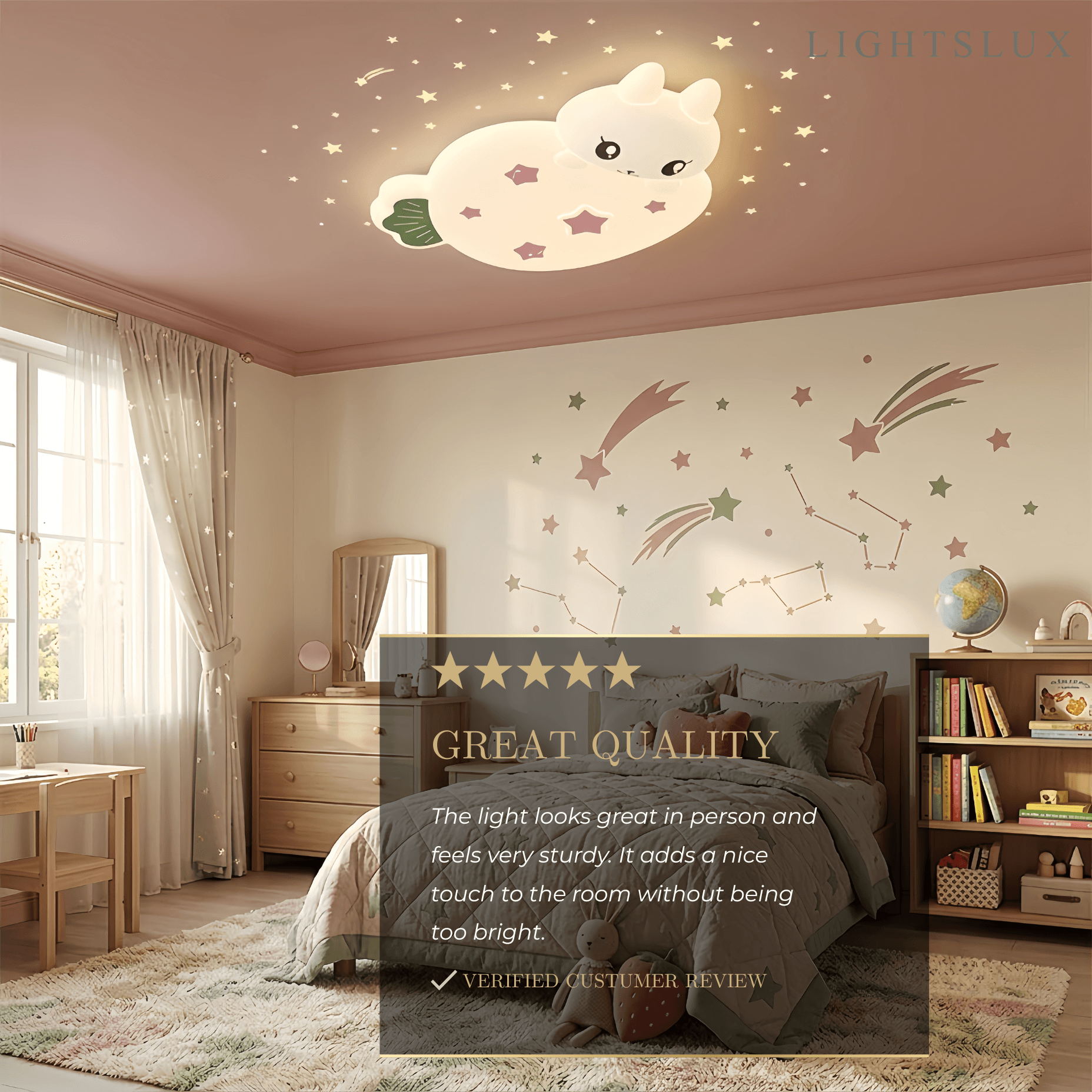 Vivara Cartoon Ceiling Lamp -- Iron & PE White for Bedroom